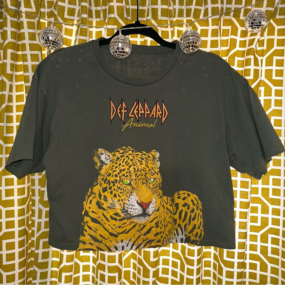 Def Leppard crop top with Leopard Design
